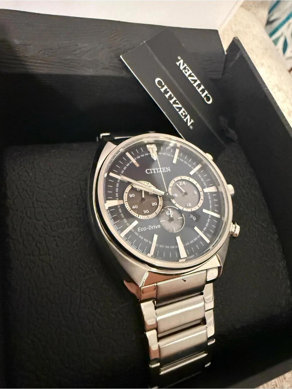 Citizen Silver Stainless Steel Watch with Blue Dial
